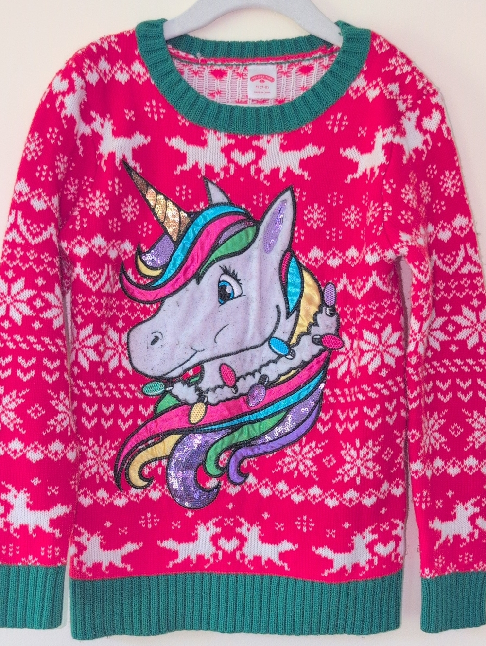 Holiday Time Girls Unicorn Sweater